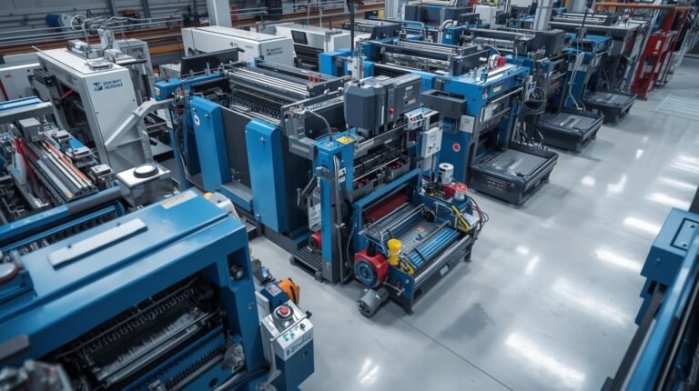 Generate image 16:9 for website bolgTop 5 Best Used Offset Printing Machine Brands for Packaging in India 1. Komori 2. Heidelberg 3. Mitsubishi 4. KBA 5.Ryobi